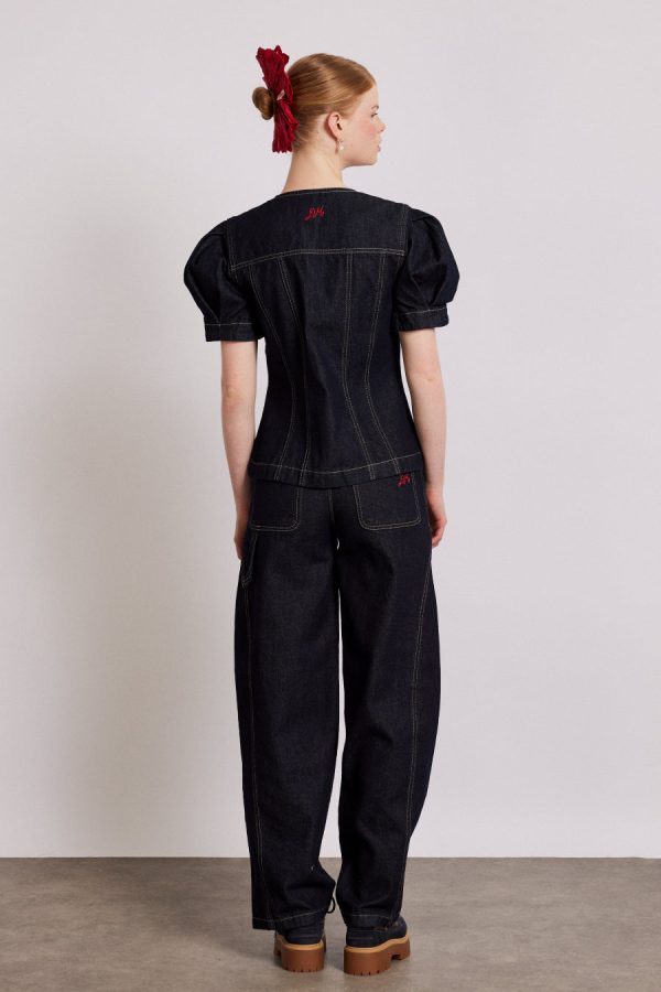 shell denim top - dark indigo - Image 4