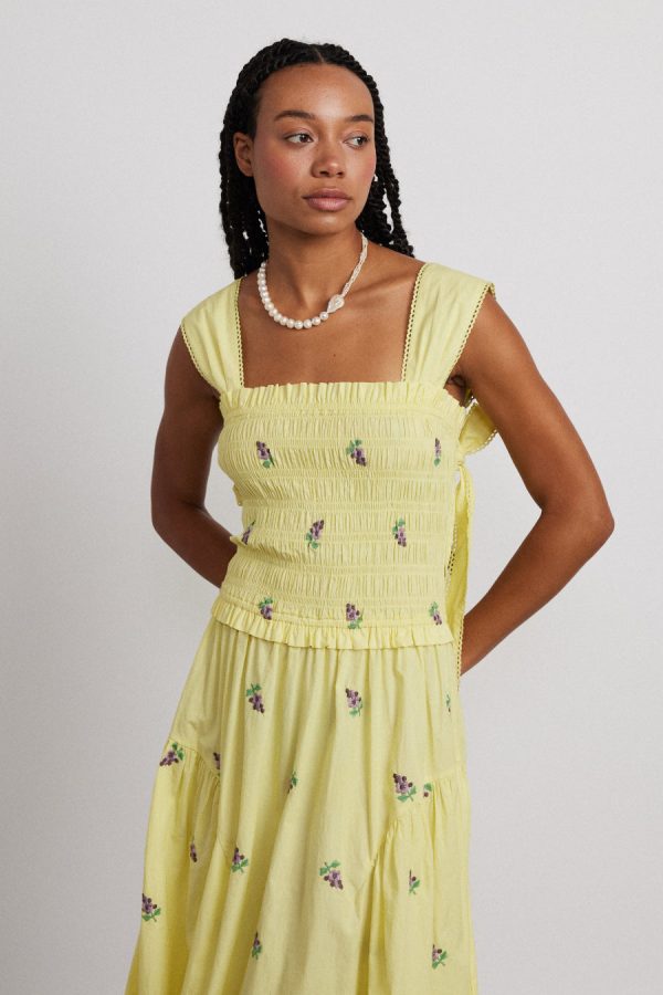 tish poplin midi dress - grape embroidery - Image 2