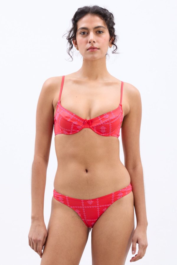 uma underwire bikini top - red broderie